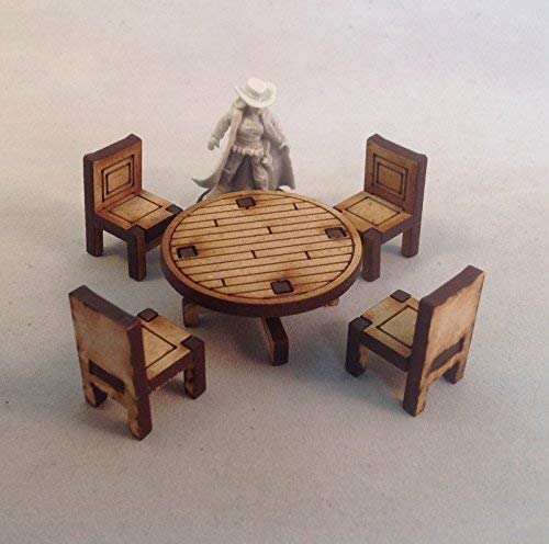 Miniatura 3 de Furniture MDF 28mm Kit Table Chairs Tombstone Desperado Legends of the Old West Terrain FAST SHIPPING