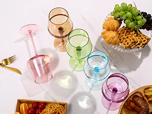 Physkoa Colored Wine Glasses Set Of 6 - Colored Wine Glasses With Stems,Stemmed Multi-Color Wine Glasses,Crystalhand-Blown,Color Glassware,Great For All Occasions & Special Celebrations #TOP6