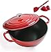 LIRONGXILY Naczynie do zapiekania kociołek z podwójnym uchwytem, nieprzywierające emaliowane naczynia kuchenne garnek do gotowania, naczynie do zapiekania z pokrywką do przygotowywania posiłków o niskim i powolnym gotowaniu, czerwony (kolor: czerwony)