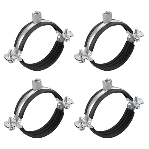 Uxcell 75-80Mm Rigid Pipe Strap Clamps, Carbon Steel Pipe Bracket Tube Clips M8/M10 Nut Size For Water Tube Pipe 4 Pcs #TOP21