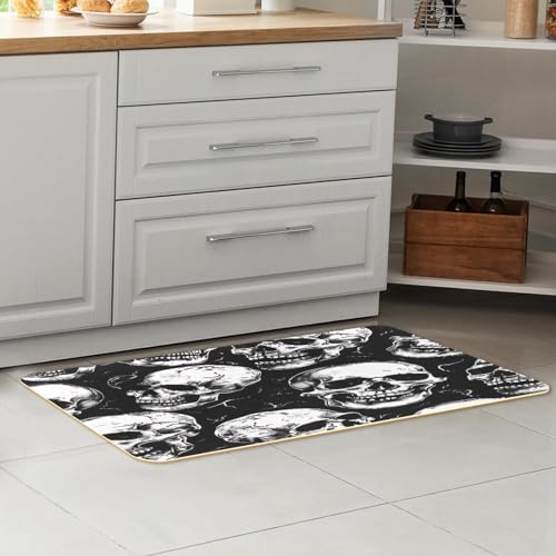 Alfombrillas de cocina VAPOKF calaveras brillantes con tejido absorbente lavable 7