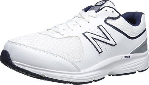 New Balance Men's 411 V2 Lace-Up Walking Shoe, White/Blue, 10.5 M US