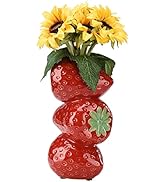 KWQBHW Strawberry Ceramic Vase Creative Stacked Strawberry Vase for Flowers Unique Cute Floral Va...