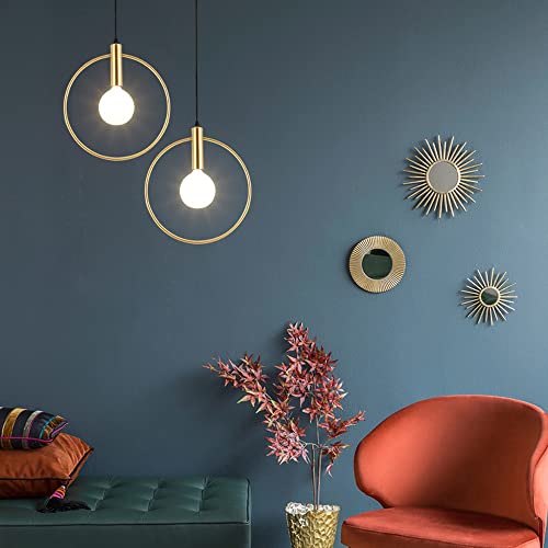 Moderna lámpara colgante decorativa de aro dorado con acabados premium 6