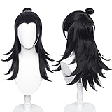 Amback Long Black Cosplay Wig, Probeauty Heat Resistant Costume Anime Wigs for Halloween