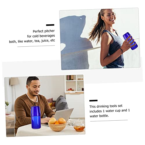 Set de vaso y jarra de vidrio borosilicato 500 ml azul miniatura 6