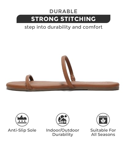 Project Cloud Summer Sandals for Women 2025 - Memory Foam Insole and Vegan Leather Beach Flip Flops for Women - Non Slip and Lightweight Double Strap Womens Sandals(Transition,CHOC, 8)3