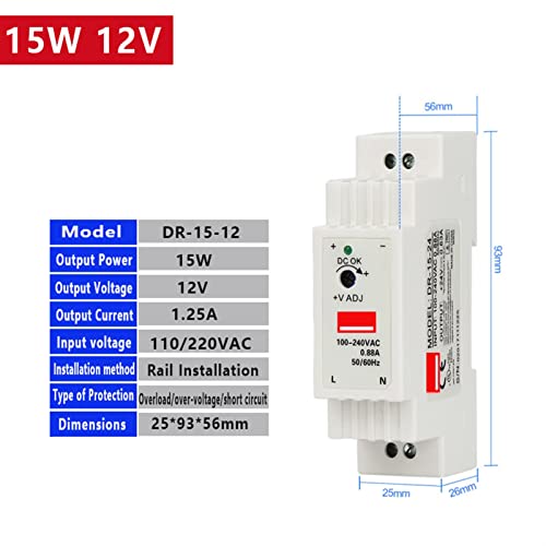 Alimentation de commutation DR-15 12V KLVN convertisseur AC-DC