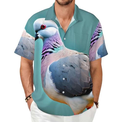 Chemise à manches courtes homme imprimé pigeon dessin animé été