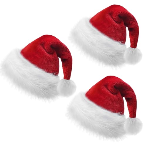Image of Haomaomao Santa Hat for Adults /Kids /Baby Christmas Hat Red Velvet Holiday Unisex Xmas Hat for New Year Festive Festival Party