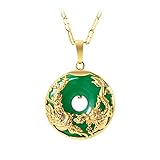 SMDSAZ Collar de oro de 14 quilates de color natural de jade y colgantes para mujer de jade con colgante de esmeralda y topacio