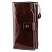 YALUXE Women's Wax Genuine Leather RFID Blocking Large Capacity Luxury Clutch Wallet Card Holder Organizer Ladies Purse Wallets for Women Coffee