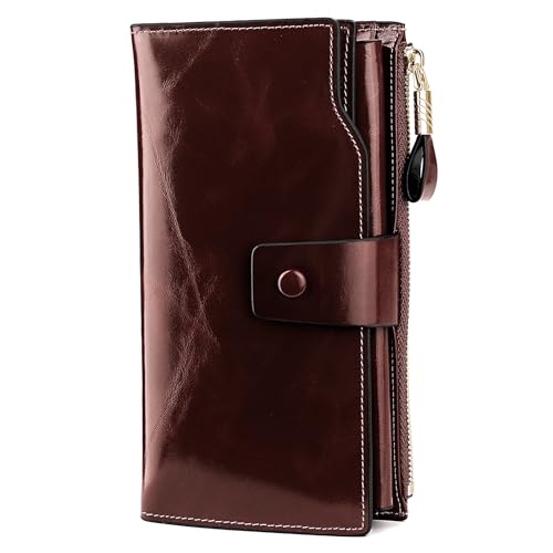 Image of YALUXE Women's Real Leather Wallet RFID Protect 21 Card Slots Phone Pocket