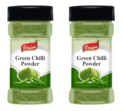 Image of Desire Green Chilli Powder 200 Gram (Hari Mirchi Powder) (Pack of 2)