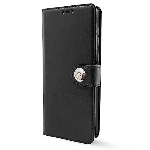 Image of Pikkme Realme 11 Pro / 11 Pro Plus 5G / Narzo 60 Pro 5G Flip Cover Leather Finish | Inside TPU with Card Pockets | Wallet Stand and Shock Proof | Complete Protection Button Flip Case (Black)