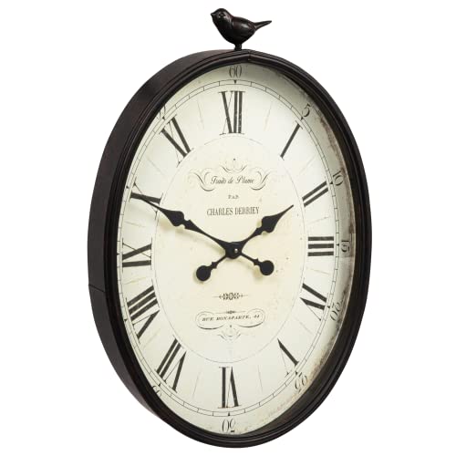 Creative Co-Op Oval Metal Wall Clock With Bird #TOP9
