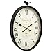 Creative Co-Op Oval Metal Wall Clock with Bird
