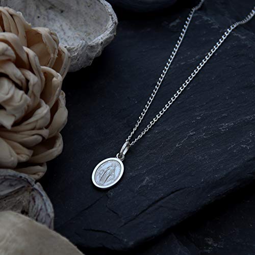 Alexander Castle Small 925 Sterling Silver Miraculous Medal Catholic Necklace - 12mm x 9mm Miraculous Medal with 16" Silver Chain & Jewelry Gift Box2