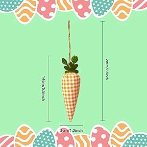 16pcs easter carrot hanging ornaments plaid print pattern easter artificial mini carrot hanging ornaments for easter party home diy craft decor  urban country home decor