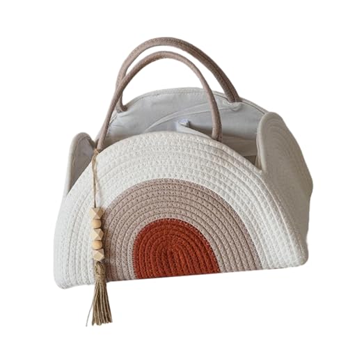 Bolso cambiador ligero de cuerda de algodón para bebés con organizadores con múltiples compartimentos y bolsa de pañales de diseño multifuncional