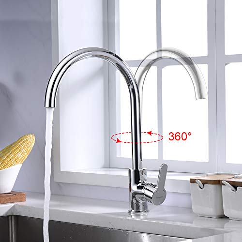 Ibergrif Einhebel Küchenarmatur, Hoch Wasserhahn für Bad mit Auslauf Höhe 271 mm, Chrom-M14022 – Ansicht 3