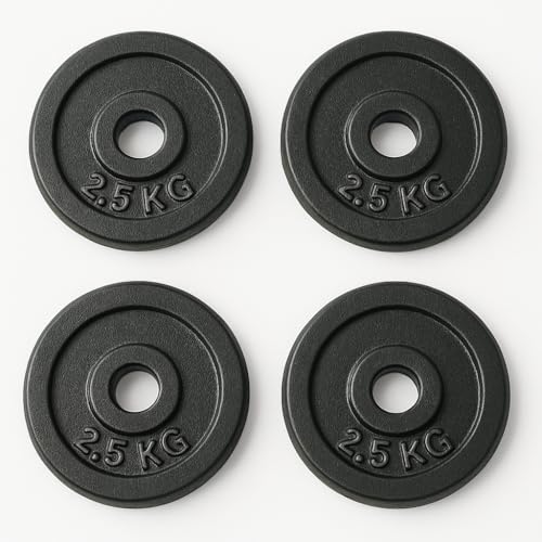FLG Cast Iron Weight Plates Set – Barbell Plates 1.25KG to 10KG – Standard 1-Inch Hole – Strength Training for Home & Gym (2.5KG x4)