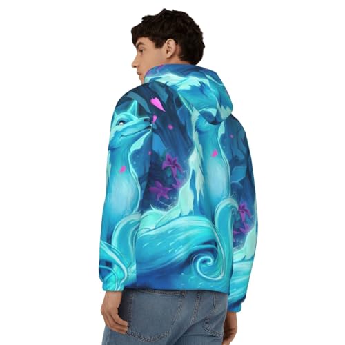 Sweat à capuche EdWal Magic Blue Fox imprimé original manches longues - 6