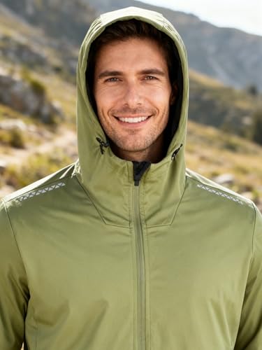 Chaqueta rompeviento liviana para hombre con capucha y cierre miniatura 3