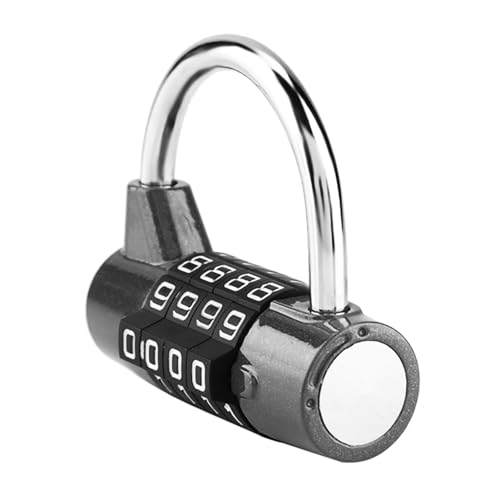 Image of Prevent Fading Combination Password Lock 4 Dial Digit Code Padlock Security Outdoor Padlock for School Gym Locker, Sports Locker, Fence, Toolbox, Gate, Case, Hasp Storage (Black)