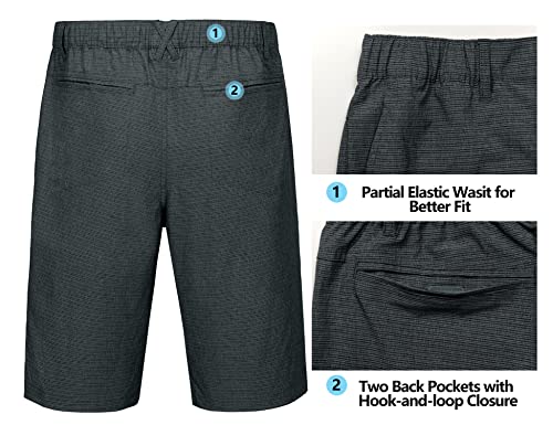 Little Donkey Andy 12 Inch Inseam Golf Shorts For Men Bermuda Quick Dry Elastic Waist Shorts For Hiking Travel Casual Black Xl #TOP4