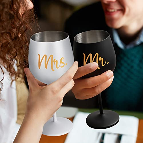 Lifecapido Mr And Mrs Stainless Steel Wine Glasses - Wedding Gifts, Valentine's Day Gift, Newlyweds Gifts, Bridal Shower Gifts, Engagement Gifts For Couples, Bride And Groom, Newlyweds, Mr Mrs (18Oz)… #TOP4