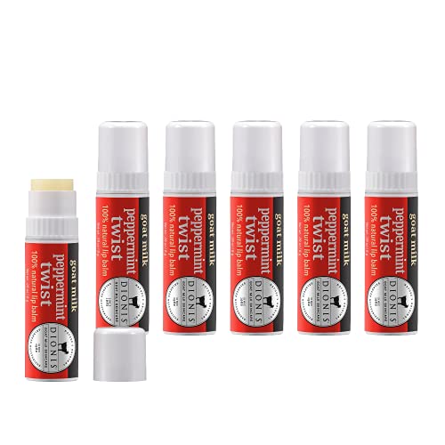 Dionis - Goat Milk Skincare Peppermint Twist Scented Lip Balm - Set of 6 (0.28 oz) - Made in the USA - Cruelty-free and Paraben-free