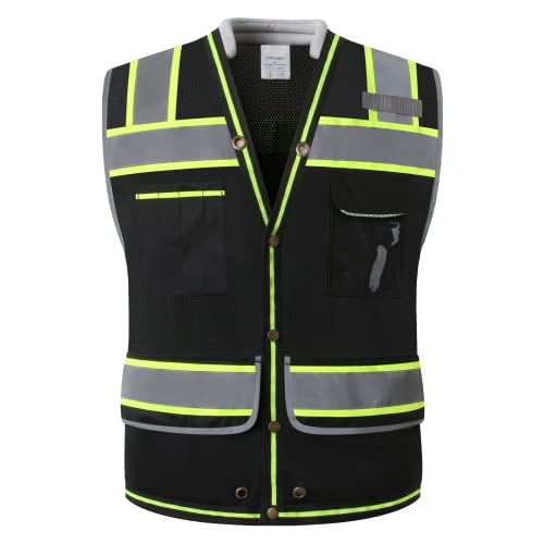 LOHASPRO Safety Vest High Visibility - Mesh Reflective Vest with Pockets & Zipper for Men Women,ANSI/ISEA Standard