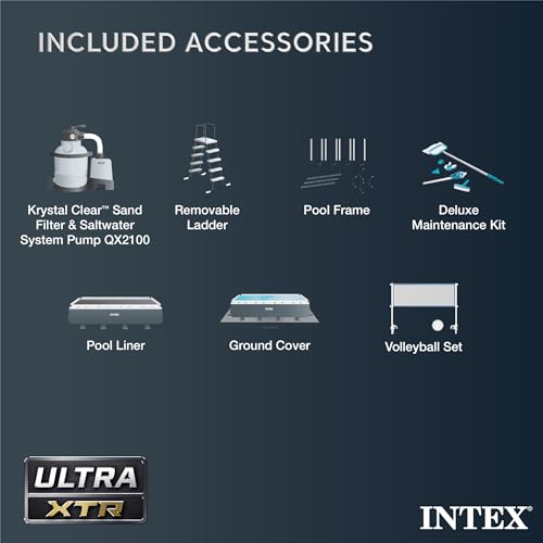INTEX 26367EH Ultra XTR 24ft x 12ft x 52in Above Ground Swimming Pool Set with Sand Filter Pump and Deluxe Automatic Vacuum Cleaner