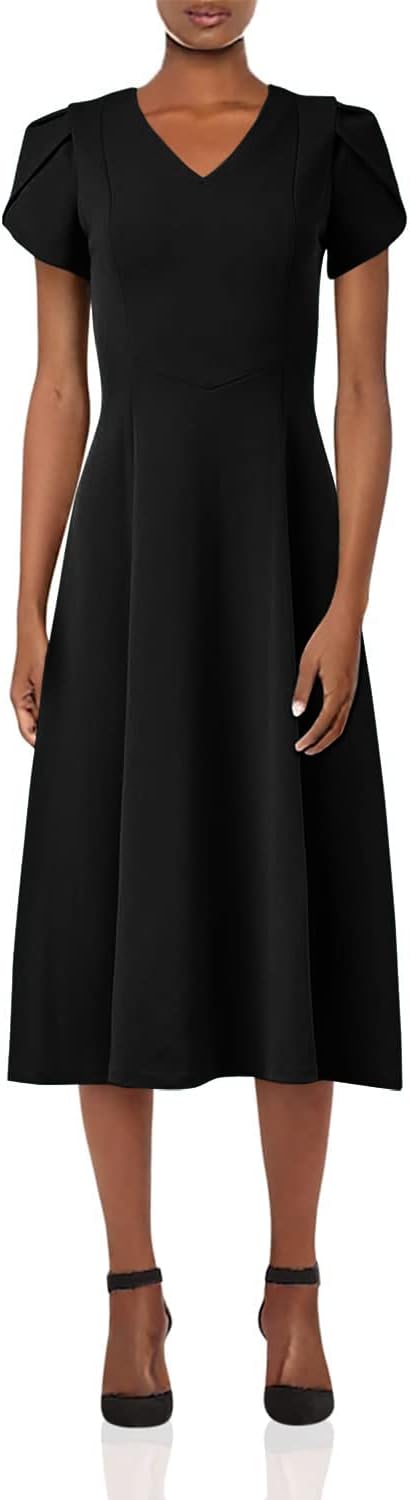 Women's Tulip Sleeve A-line Midi Dress