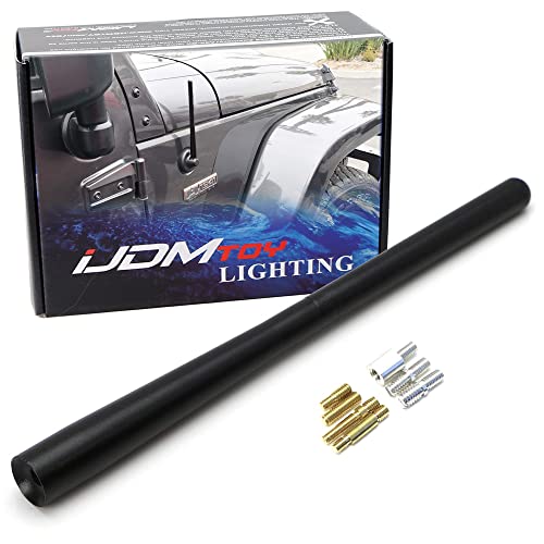 iJDMTOY 7-Inch Matte Black Metal Short Radio Antenna Topper Compatible with Jeep Wrangler TJ JK JL, Gladiator JT