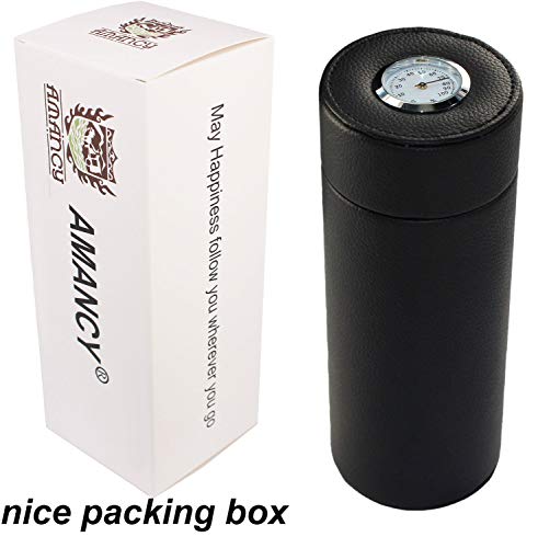 Amancy Popular Cedar Wood Lined Portable Travel Leather Cigar Humidor Case,Packed By Nice Gift Box #TOP4