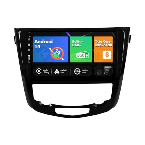 SXAUTO -Built-in DAB- Android 14 IPS Autoradio für Nissan X-Trail Qashqai J11 Rouge(2014-2018) -...
