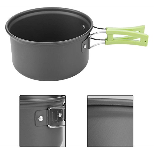 Ustensiles de cuisine de camping noir, set de 8 pièces légères