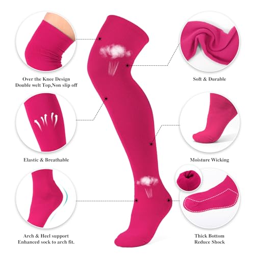 XZQTIVE Over the Knee Baseball Socks and Belt Combo Set for Youth Pink Softball Socks with Adjustable Belt4