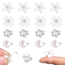 20Pcs Mini Rhinestone Hair Pins, White Flower Hair Clips, Mini Clips for Women Cute Small Flower Clip, Decorative Wedding Bridal