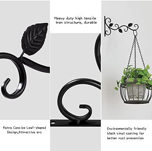 Hanging Brackets Hooks for Garden Basket, Wall Mount Plant Hanger Decoration for Outdoor Lantern Lawn Light Flower Pots Bird Feeder Fence