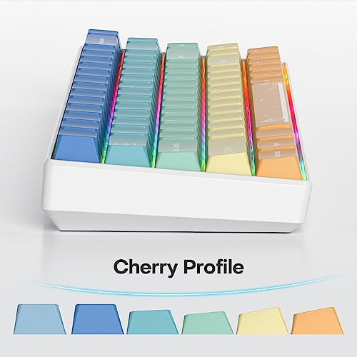 Image of Fogruaden PBT Gradient Keycaps Dye-Sublimation Cute Keycaps, Cherry Profile, 138 Keys Custom Keycap Set for Mechanical Keyboard(SandyBeach)
