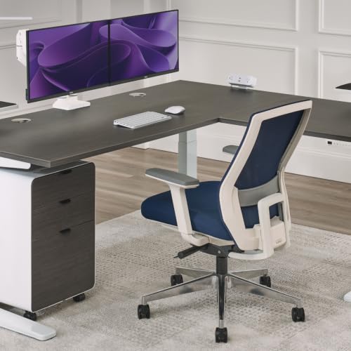 Image of UPLIFT DESK Envoke Ergonomic Office Chair - Adjustable Lumbar Support, Mesh Back, Synchro-Tilt Recline Home Office Desk Chairs with 3-Way Arms, 300 lb Capacity (Cobalt)