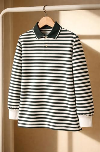 Image of Mack Jonney Men's Premium Black Striped Polo T-Shirt | Long Sleeve Cotton Blend | Casual & Smart Wear-M6752
