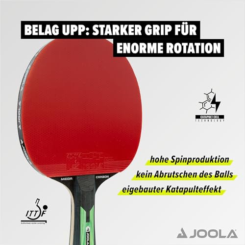 Joola Unisex Mega Carbon 54205 Zestaw do Tenisa Stołowego, Czarny/Czerwony, 2,0 mm