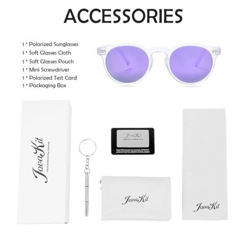 Image of JOVAKIT Vintage Kids Polarized Sunglasses for Girls Boys Age 2-9, Round Sun Glasses for Children UV400 Protection