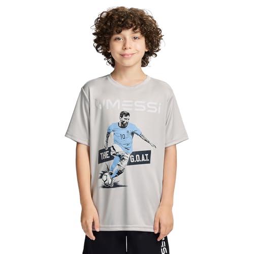 Image of Messi Boys' Lifestyle Short Sleeve Top, Loose-Fit Shirt with Logo, Comfortable, All-Day Wear