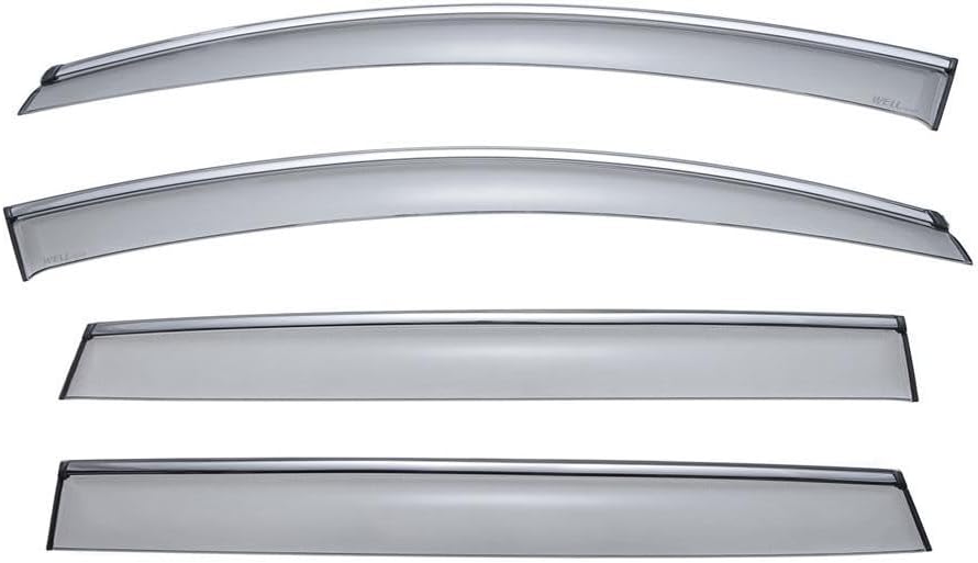 WellVisors Window Visors Wind Deflectors Compatible with Audi 2007-2015 Q7 with Chrome Trim Rain Guards 3-847AU002