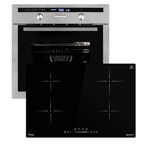Cuisinière: 60cm Four encastrable EB8013ED + 77cm Plaque Induction IH87704RL | Rôtisserie | Capteur de température du cœur | Gril | Air chaud | Tiroirs télescopiques | SET8013IH877RL